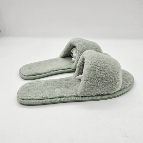 Splendid Womens Carmen Sherling Slipper Faux Fur Open Toe Slip On Slide Mint 11 - Picture 3 of 12
